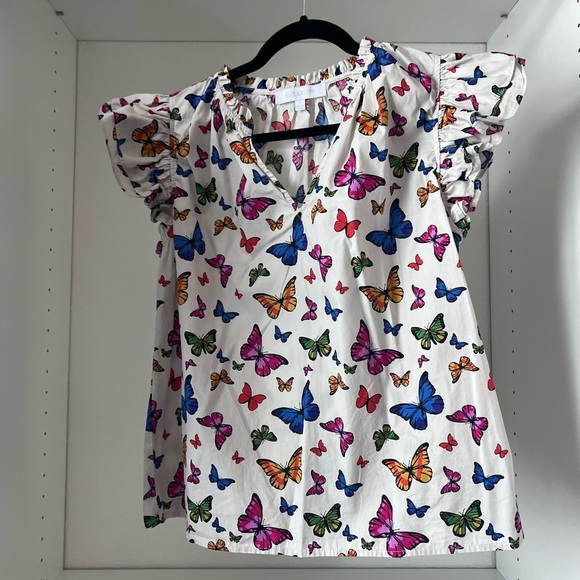 Sugarlips Tops - Sugarlips Colorful Butterfly Print Blouse